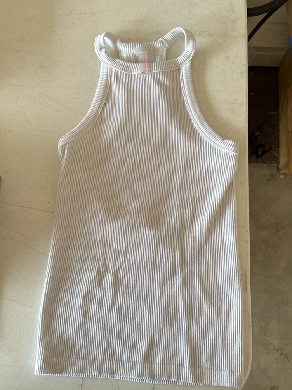 Commando White Ribbed High-Neck Tank